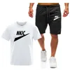 Casual heren trainingspak zomer T-shirt shorts tweedelige set heren sportkleding effen kleur korte mouw heren set sportpak