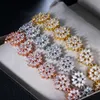 Charm Bracelets Vintage Geometry Zircon Pattern Big Snow Flower For Women Elegant Silver Color Bracelet Trendy Female JewelryCharm