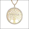 Anhänger Halsketten Anhänger Schmuck Baum des Lebens Kristall Runde Kleine Halskette Gold Silber Farben Bijoux Collier Elegante Frauen Geschenke Tropfen Tropfen