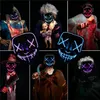 Masques de fête Tête complète Crâne Masque Réutilisable Scream Adulte Anonyme Led Lumière Garçon Enfant Halloween Éclairage Effrayant Maniac Casque 220826