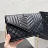 Designer WOC Crossbody Bags Envelope Shoulder With Chain For Women Fashion Luxury Leather Handbag Black Khaki White Caviar Flap Purse Messenger Bag
