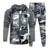 Survêtements pour hommes hommes 2022 printemps automne sport costume deux pièces couture à capuche fermeture éclair Camouflage et loisirs Style militaire ensemble