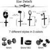 Stud 21 Pairs Of Pendant Earrings Set Stainless Steel Punk Style Round Cross For Men And Women Black Gold Tricolor Moni22