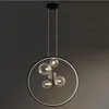 Pendant Lamps Modern Bubble Chandelier Led Rings Circle Ceiling Hanging Lamp Black Loft Living Dining Room Kitchen Lighting FixturePendant
