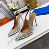 Baştan çıkarma Gatsby PVC elbise Ayakkabı Aquazzura ananas 9 cm sivri devekuşu tüyü ilmek Kristal elmas sandalet yüksek topuklu pompalar Payetli stilettos kadın ayakkabısı