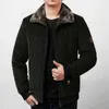 男性コーデュロイジャケット冬の厚いメンズファーカラー衣装カジュアルソリッドカラールーズフリースサーマルジャケットメンズプラスサイズM-6XL L220718