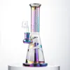 Wholesale PYREX Glass Bong Colorful Bongs Matte 14mm Female Joint Rainbow Smoking Pipe Frosting Straight Tube Dab Tool Water Pipes Oil Rigs With Banger