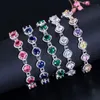 Charm bracelet designer Multicolor AAA Cubic Zirconia Bracelets White Ruby Purple Green Emerald Copper Crysatal Silver Bangles Jewelry bracelets for Girls Women