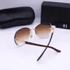 Dernière mode hommes lunettes de soleil pare-soleil lunettes tête de léopard composite métal sans monture optique cadre classique rectangle carré or luxe lunettes de soleil pour femmes 52