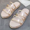 Zapatillas transparentes 2022, sandalias de moda para el hogar para Mujer, zapatos informales de verano, chanclas antideslizantes gruesas para Mujer, chanclas para interior, Y220412