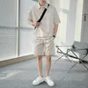 2 Peças Men Summer Roupas Marca casual Roupas de roupas de rua curtas Moda coreana de traje coreano 220708