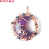 New Trendy Rose Gold Pendant Natural Stone Nine Star Moon Fashion Couple Wed Jewelry BO970