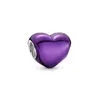 Authentique breloque en argent sterling 925 métallisé rose violet rouge coeur breloques pour perles de style Pandora pour bracelet bricolage fabrication de bijoux 799291C02 799291C01 799291C03