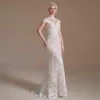 2022 Fotos reales Vestidos de novia sexys de sirena Cuello alto Apliques de encaje Playa Sin espalda Vestido de novia sin tirantes CPS1990