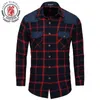 Fredd Camicie scozzesi alla moda da uomo a maniche lunghe da lavoro casual camicia di jeans maschile sociale regolare 2105273739299