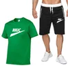Мужской бренд -спортивный костюм две кусочки набор для мужчин повседневной фитнес -спортивный костюм с коротким рукавом, брюки для футболки мужская спортивная одежда костюмы