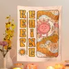 Tapissries vintage tapestry 70 -talets heminredning vara snäll och gör din sak retro sun moon affisch bakgrund väggkonst dekanpestries