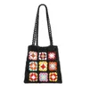 Bohemain Crochet Women Shoulder Bags Granny Square Tote Casual Knitted Handbags Handmade Woven Summer Beach Small Purse 2207057468302