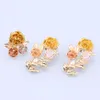 Luxury Dubai Gold Color Rose Flower Jewelry Set för kvinnor halsband Bangle örhängen ring bröllop brud juveler set