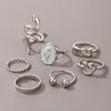 Cluster Rings 7pcs/sets Snake Joint Ring Sets For Women Charms 2022 Letter Heart Leaf Geoemtric Open Party Jewelry Anillo 18216