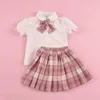 Clothing Sets Girls Plaid Jk Uniform Set Elementary School Pupils Pleated Skirt Group Performance College Style Fashion Western 2022Clothing