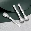 Stainless Steel Folding Spoon Portable Travel Tableware Soup Spoon Ice Cream Dessert Spoon Coffee Tea Spoon-Kitchen Tool