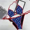 Lettres imprimées bikinis femmes sexy halter divisé de maillots de bain rembourrés de plage de plage de plage brief