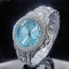 MISSFOX Diamant Luxus Uhr Mann Platina Runde Schönheit Blau Arabisch Männer Armbanduhr Neue Relgio Masculino Quarz Sommer Party