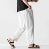 2022 Summer Casual Linen Pants Men Solid Color Streetwear Loose Pants Men Cotton Harem Pants Male Chinese Style Trousers M-5XL L220706