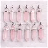 Artes e Ofícios Bk Pedra Natural Quartzo Rosa Charms Pingente de Cristal Rosa Coluna Hexagonal Pingentes Colar Jóias Sports2010 Dhdao