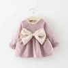 Melario Baby Girls Dress 2022 Spring Cute Bow Mesh Nyfödd klänning Långärmad prinsessaklänningar för tjej småbarn barnklänning y220510