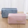 Cosmetic Bags & Cases Women's Bag Travel Toiletry Organizer Solid Color Pouch For Easy Storage Flannel ZipperCosmetic