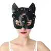 sexyy Spikes Rivets Studded Leather Cat Mask Women BDSM Fetish Adult Erotic sexy Halloween NightClub Party Face s Beauty Items