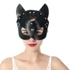 sexyy Spikes klinknagels bezaaid lederen kat masker vrouwen BDSM fetish volwassen erotische sexy Halloween nachtclub partij gezicht s schoonheidsartikelen