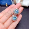 Anello del set di gioielli topaz e ciondolo a fuoco fiore fuochi d'artificio, gioia del matrimonio con zircone