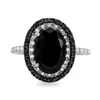 Anneaux De Mariage De Luxe Noir Couleur Ovale Bague De Fiançailles Pour Les Femmes Anniversaire Cadeau Bijoux Vente En Vrac R6164Wedding