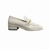 New Vintage single shoes women's leather round head leoford shoes 2022 neutral color matching thick heel white