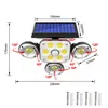 실외 태양 광 180/144 LED 벽 램프 조절 가능한 헤드 모션 센서 인간 유도 홍수 라이트 IP65 방수 조명