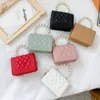Girls Designer princess Handbags Cute Kids Letter Peals chain mini change purse Children PU rhombus One shoulder Bags F029
