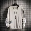 Oein Autumn Men Casual Phoodie Crewneck Shird Leng Sleeve Sweatshirt Hip Hop Patchwork Streetwear Mens Fall Pullover O-Neck Tops Y220615