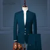 Ternos masculinos Blazers Thorndike Men se adequa ao estilo chinês Stand Collar Blazer Masculino 220823