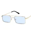 2022 Vintage style Square Women's Sunglasses Alloy Metal Small Frame Clear Double Bridge Men's Sun Glasses Female Shades Coulos