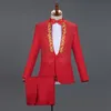 Autumn Slim Printed Wedding Men Suit Jacket Set For Marriage High Quality Stage Performance Host Formal Black Men Blazer 220409