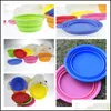 Складная складная складная собачья чаша Candy Corle Candy Outdoor Travel Purtable Puppy Doogie Food Container Feeding Drop Delive 2021 миски Fe