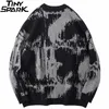 Mężczyźni Hip Hop Streetwear dzianin SWEATOR Haft haft haft sweter jesienne harajuku bawełniane swobodne pullover czarny biały 220817