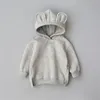 Hoodies Sweatshirts Sevimli Bebek Kız Çocuklar Erkekler Sonbahar Kazak Ayı Kulak Giysileri Katı Bebek Çocuk Giysileri A220826