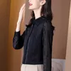 Chemisiers pour femmes Chemises Chemisier en mousseline de soie Solide Chemise pour fille Printemps Automne Haut à manches longues Vêtements décontractés Lâche Lady Blusas Houthion