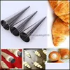 Baking Pastry Tools Bakeware Kitchen Dining Bar Home Garden 1Pc Conical Tube Croissant Mold Stainless Ste Dhst2