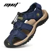 Men Summer Shoes Genuine Leather Men Sandals Elastic Band Beach Sandals Mens Outdoor Casual shoes Big Size 220623