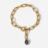 Łańcuch łącza retro czarna perłowa wisiorek 18K Gold Cross Cross Cross Bracelety dla kobiet biżuterii
